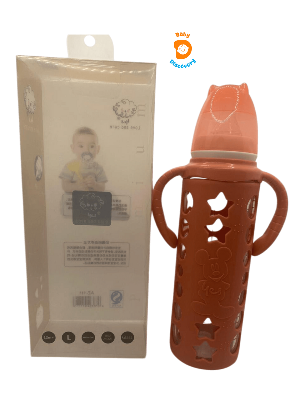 YES Baby Micky Mouse 240ml (8oz) Glass Feeder | Baby Discovery