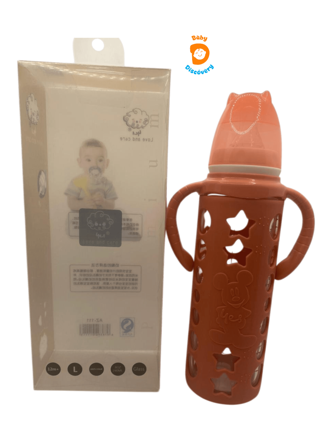 YES Baby Micky Mouse 240ml (8oz) Glass Feeder | Baby Discovery