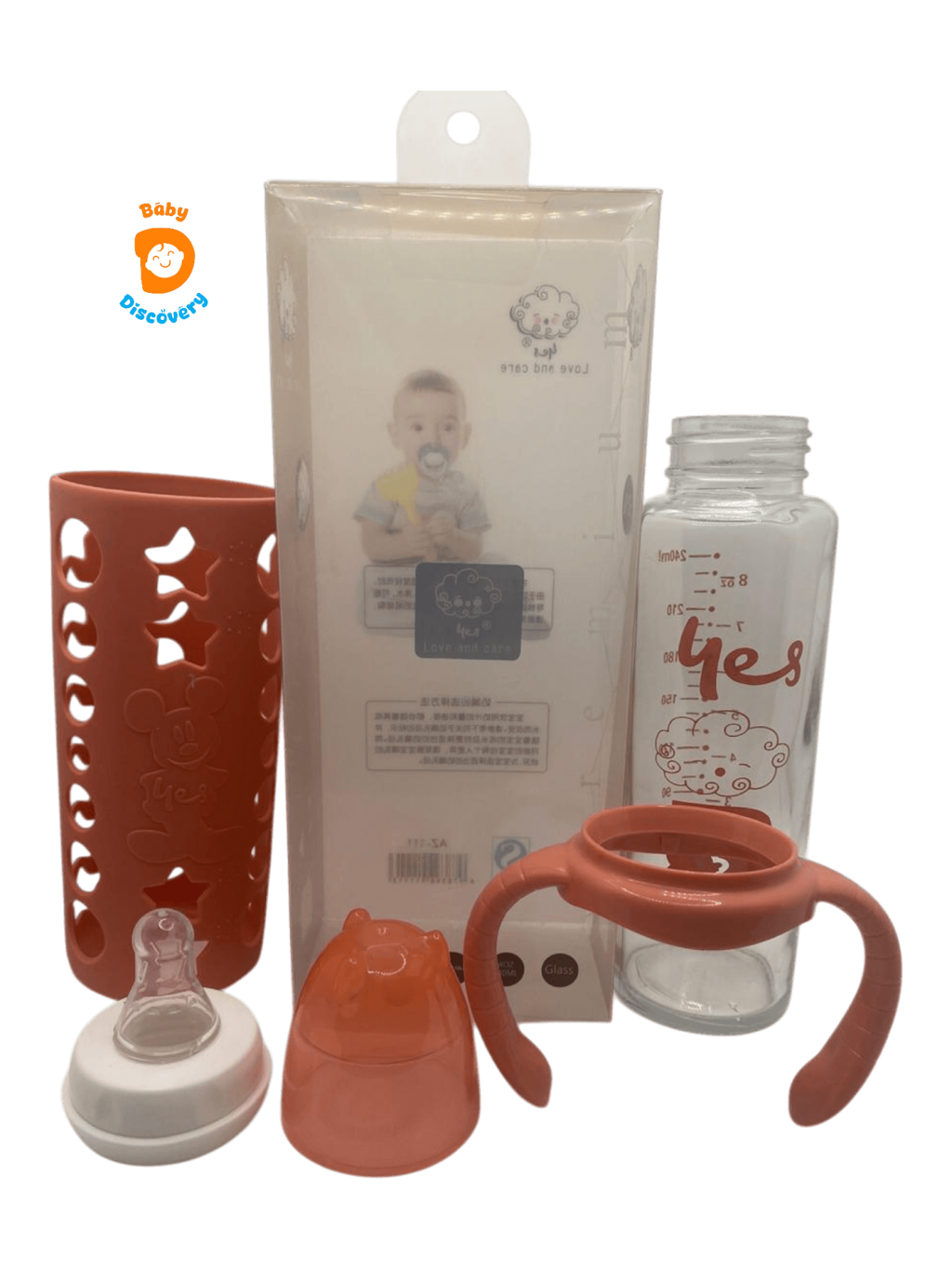 YES Baby Micky Mouse 240ml (8oz) Glass Feeder | Baby Discovery