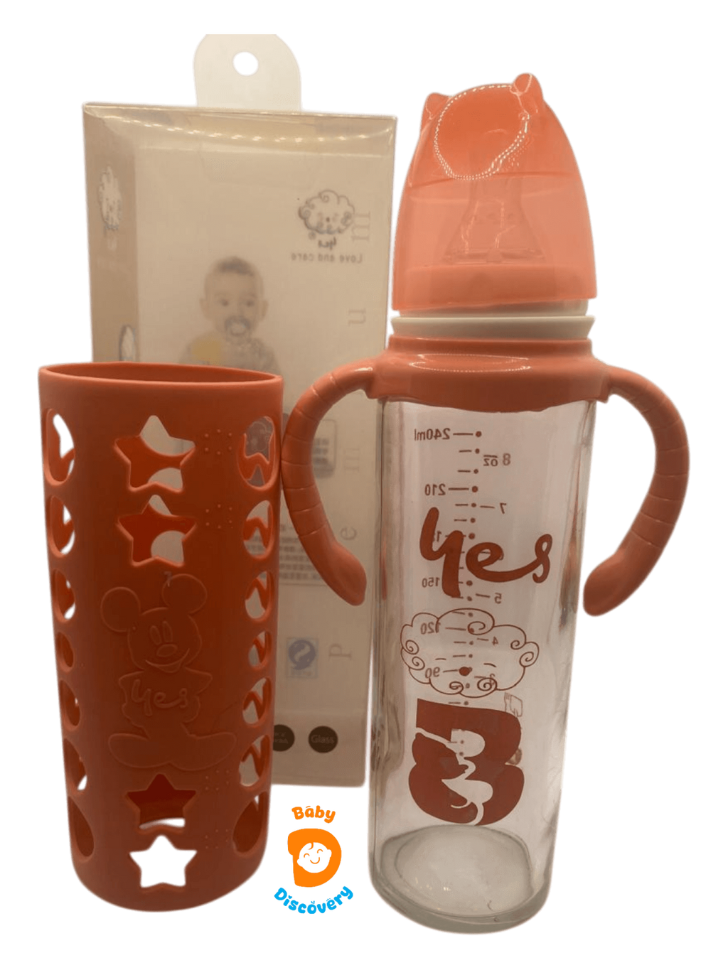 YES Baby Micky Mouse 240ml (8oz) Glass Feeder | Baby Discovery