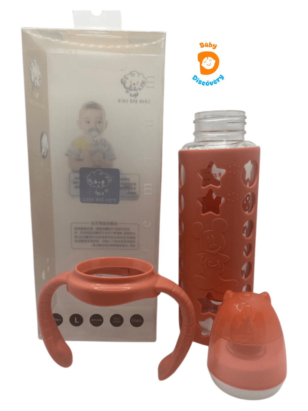 YES Baby Micky Mouse 240ml (8oz) Glass Feeder | Baby Discovery