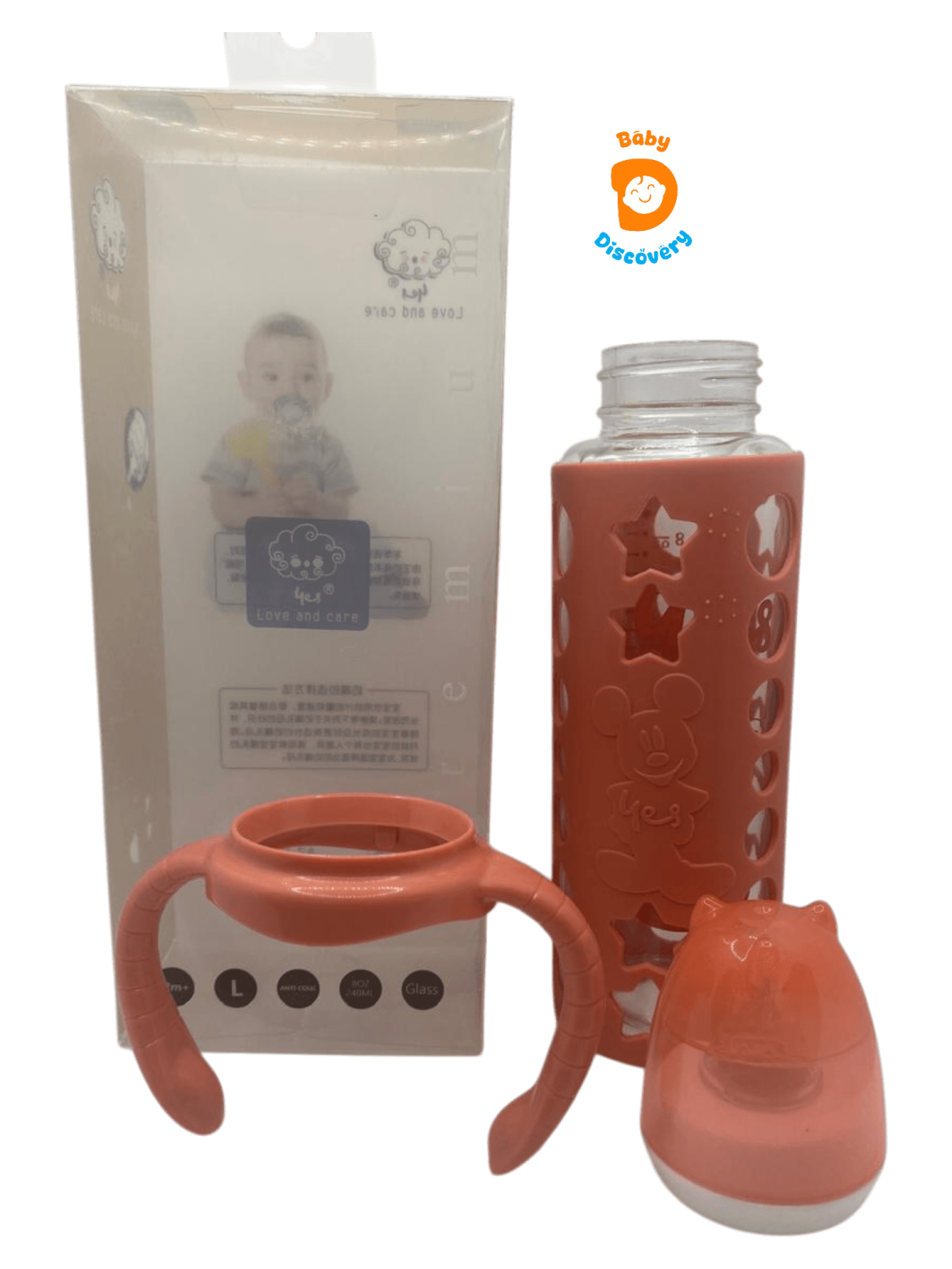 YES Baby Micky Mouse 240ml (8oz) Glass Feeder | Baby Discovery