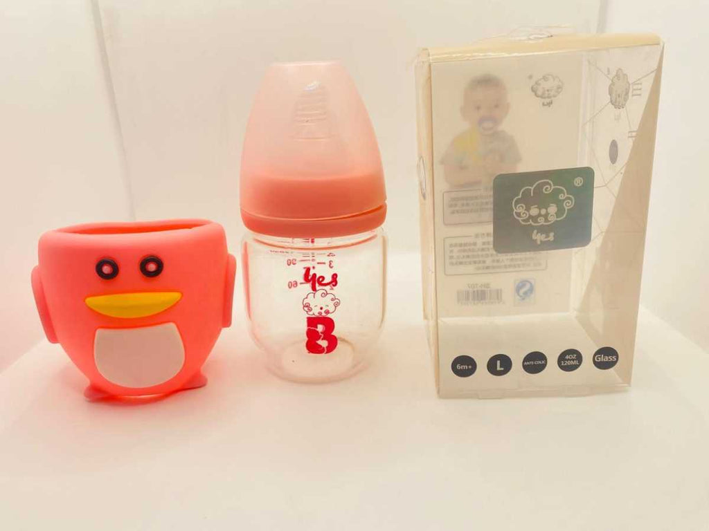 YES Baby Elite Penguin Shape 120ml (4oz) Glass Feeder | Baby Discovery