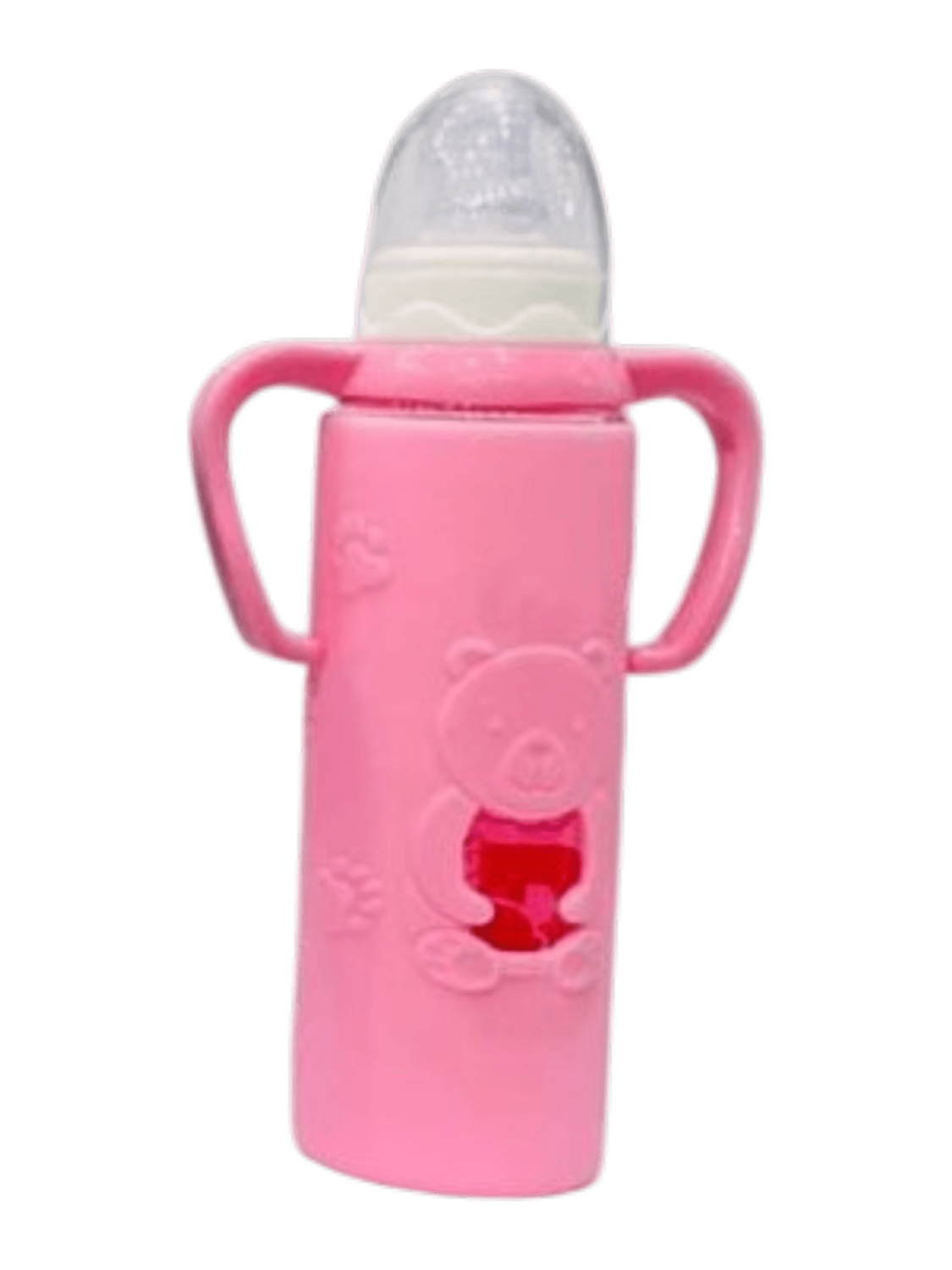 YES Baby Premium Teddy Bear Silicone Sleeve 240ml (8oz) Glass Feeder | Baby Discovery