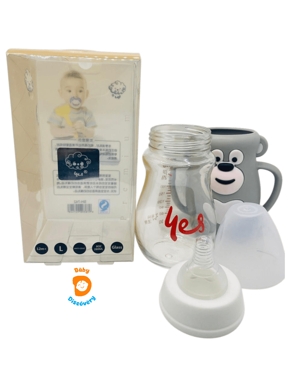 YES Baby Premium Monkey Shape 240ml (8oz) Glass Bottle | Baby Discovery