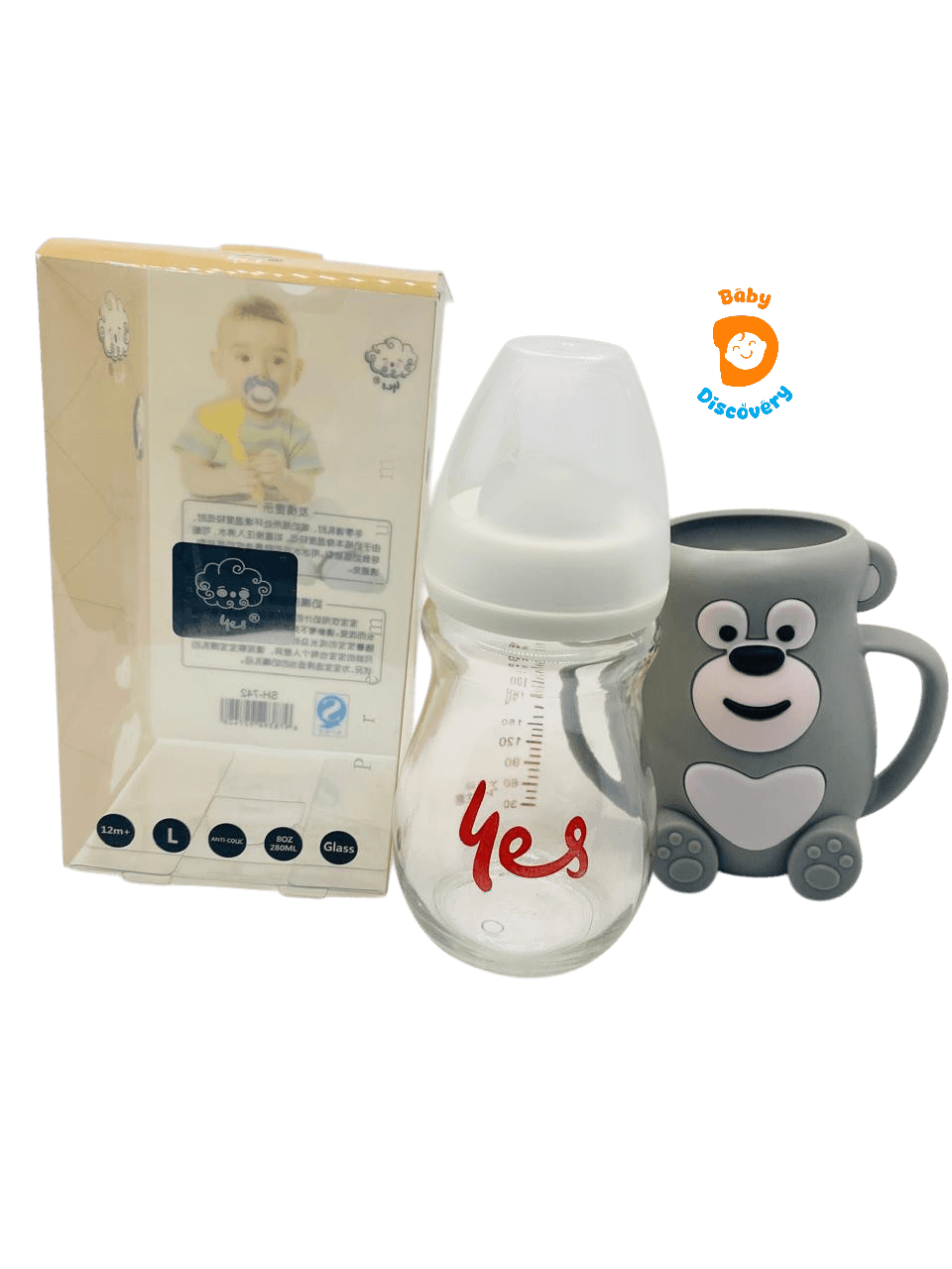 YES Baby Premium Monkey Shape 240ml (8oz) Glass Bottle | Baby Discovery