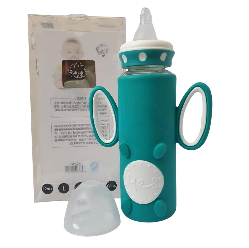 YES Baby Silicone Sleeve 240ml (8oz) Glass Feeder | Baby Discovery