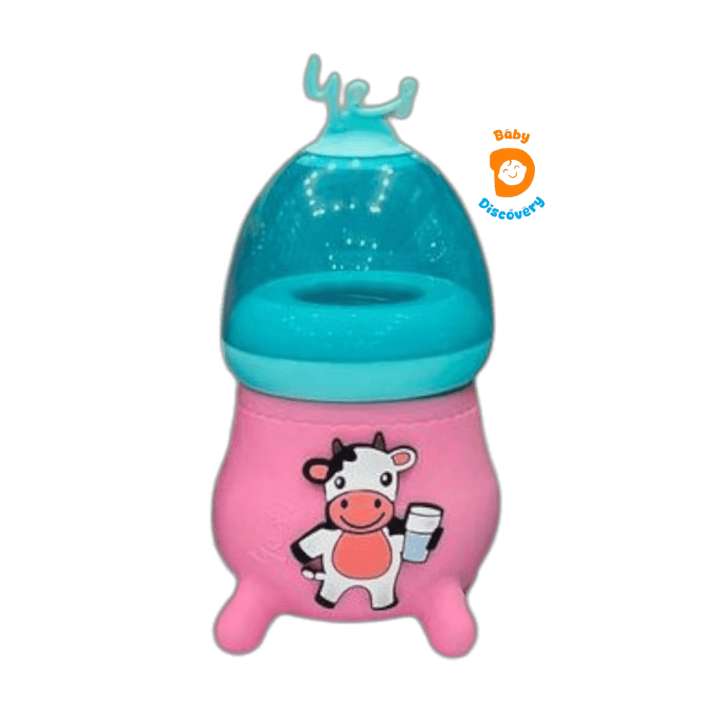 YES Baby Elite Cow-Shaped Silicone Sleeve Glass Feeder 120ml (4oz) | Baby Discovery