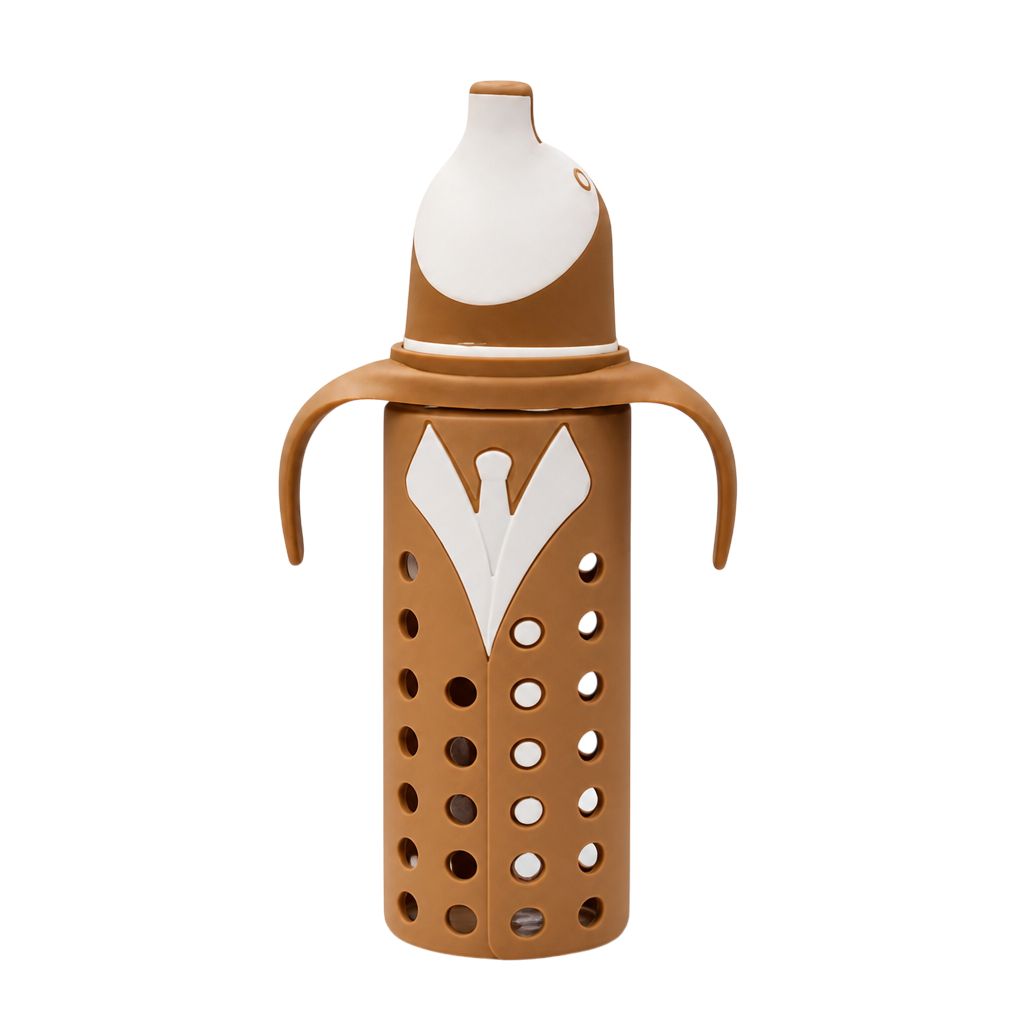 YES Baby Penguin Shape Cap 240ml (8oz) Glass Feeder | Baby Discovery