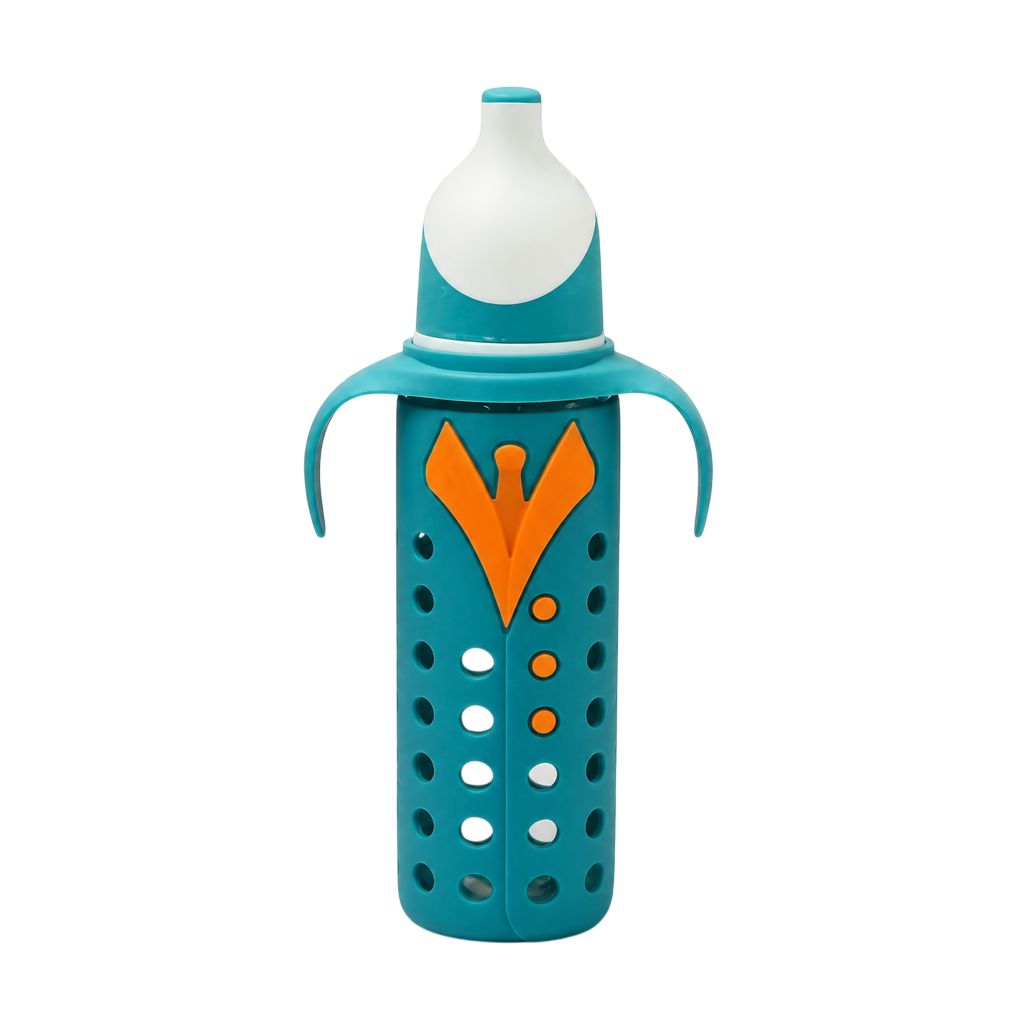 YES Baby Penguin Shape Cap 240ml (8oz) Glass Feeder | Baby Discovery