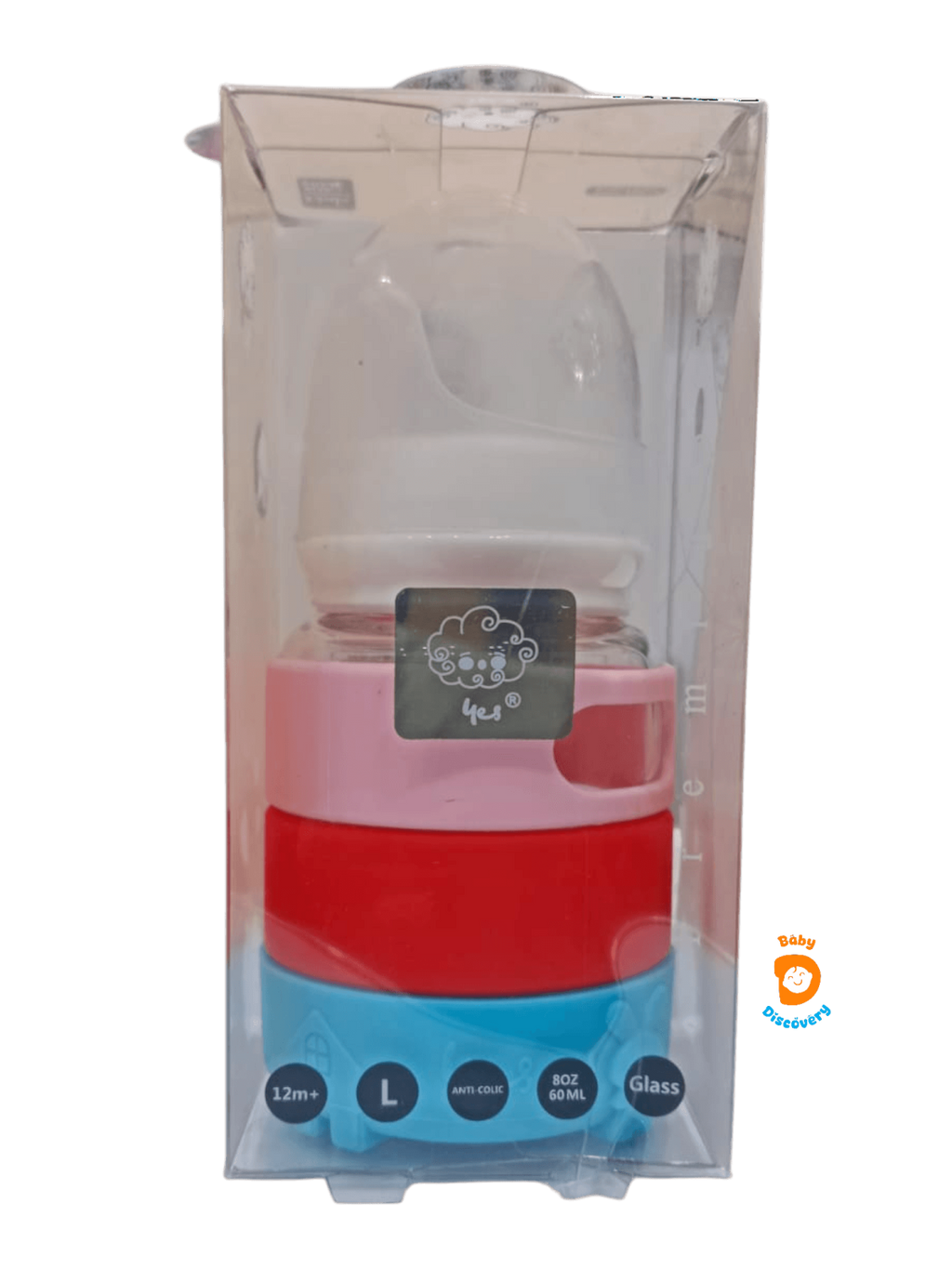 YES Baby Signature Color Stripes Newborn Glass Feeder 60ml (2oz) | Baby Discovery