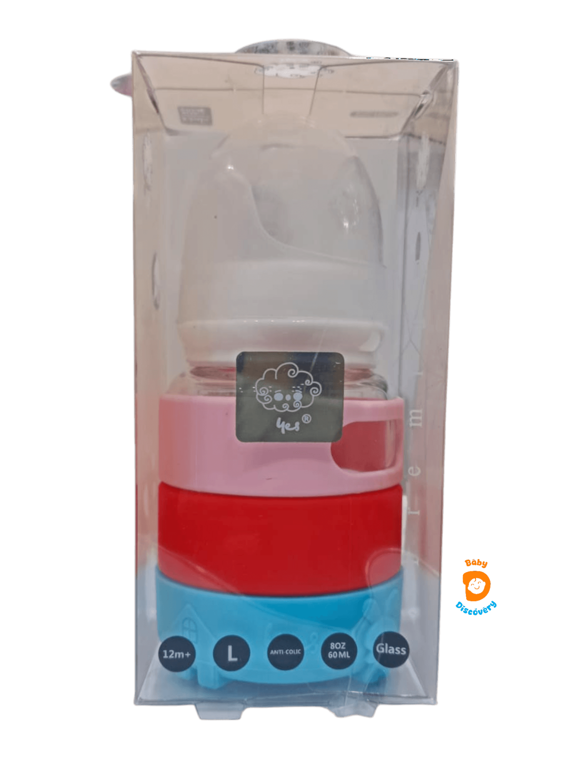 YES Baby Signature Color Stripes Newborn Glass Feeder 60ml (2oz) | Baby Discovery