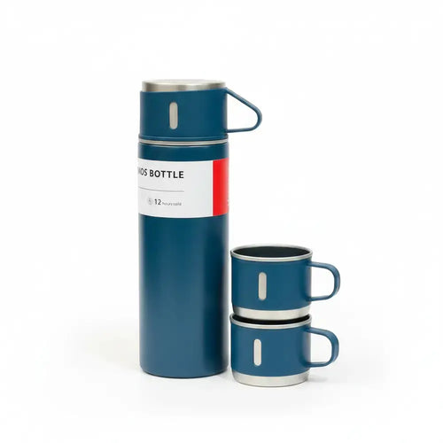 Stainless Steel Bottle – Thermos with 3 Cups | Hot & Cold | Baby Discovery