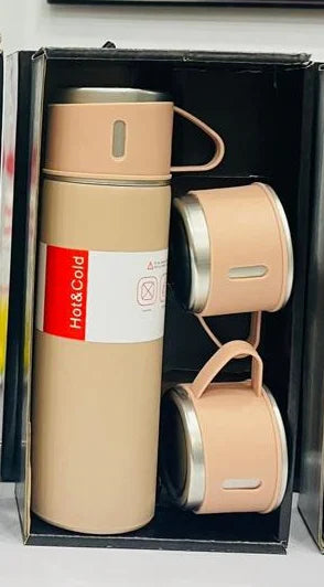 Stainless Steel Bottle – Thermos with 3 Cups | Hot & Cold | Baby Discovery