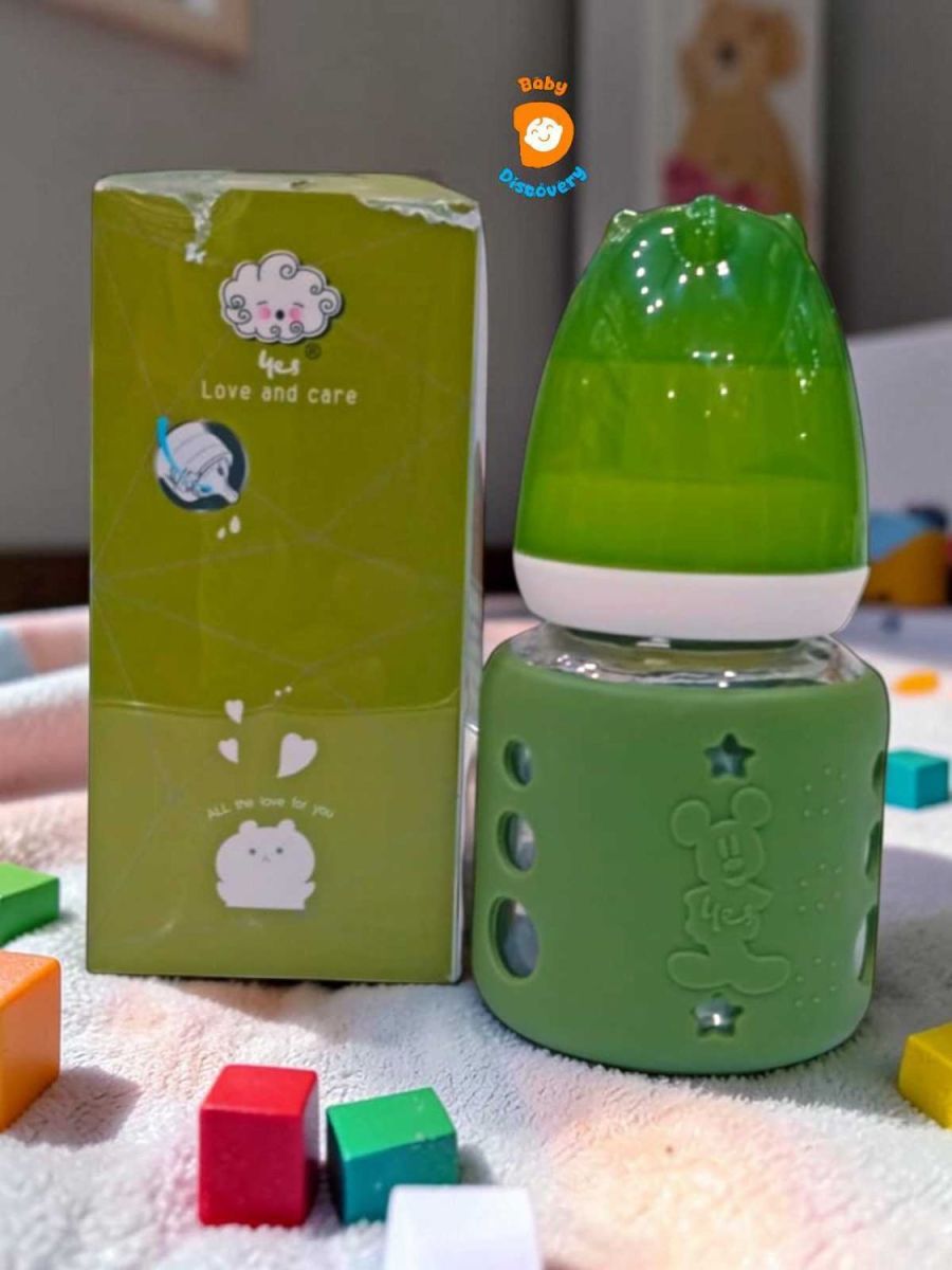 YES Baby Mickey Mouse Sleeve Cover 60ml (2oz) Glass Feeder | Baby Discovery