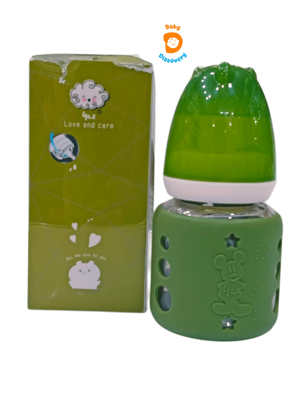 YES Baby Mickey Mouse Sleeve Cover 60ml (2oz) Glass Feeder | Baby Discovery