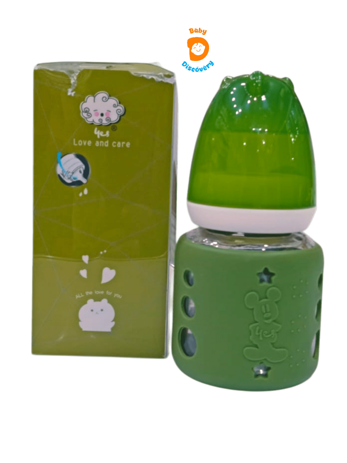 YES Baby Mickey Mouse Sleeve Cover 60ml (2oz) Glass Feeder | Baby Discovery