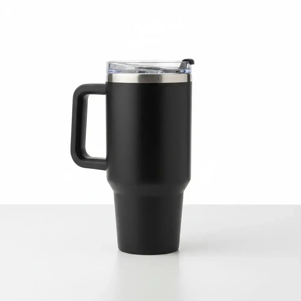 Stainless Steel Insulated Travel Tumbler with Handle & Straw - Large Double-Wall Vacuum Cup | Keeps Drinks Hot & Cold | Baby Discovery
