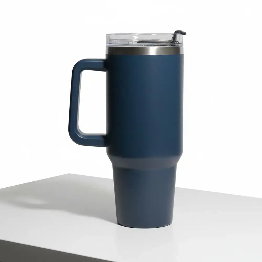 Stainless Steel Insulated Travel Tumbler with Handle & Straw - Large Double-Wall Vacuum Cup | Keeps Drinks Hot & Cold | Baby Discovery