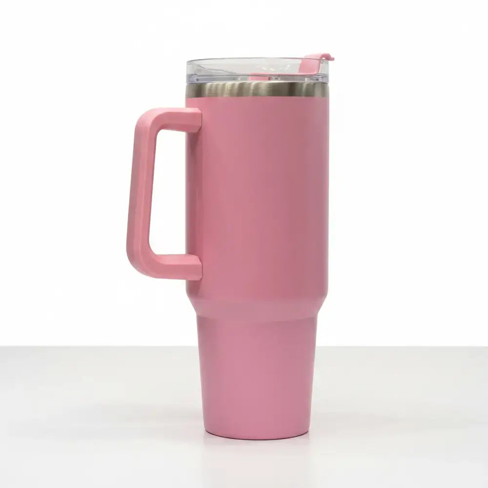 Stainless Steel Insulated Travel Tumbler with Handle & Straw - Large Double-Wall Vacuum Cup | Keeps Drinks Hot & Cold | Baby Discovery