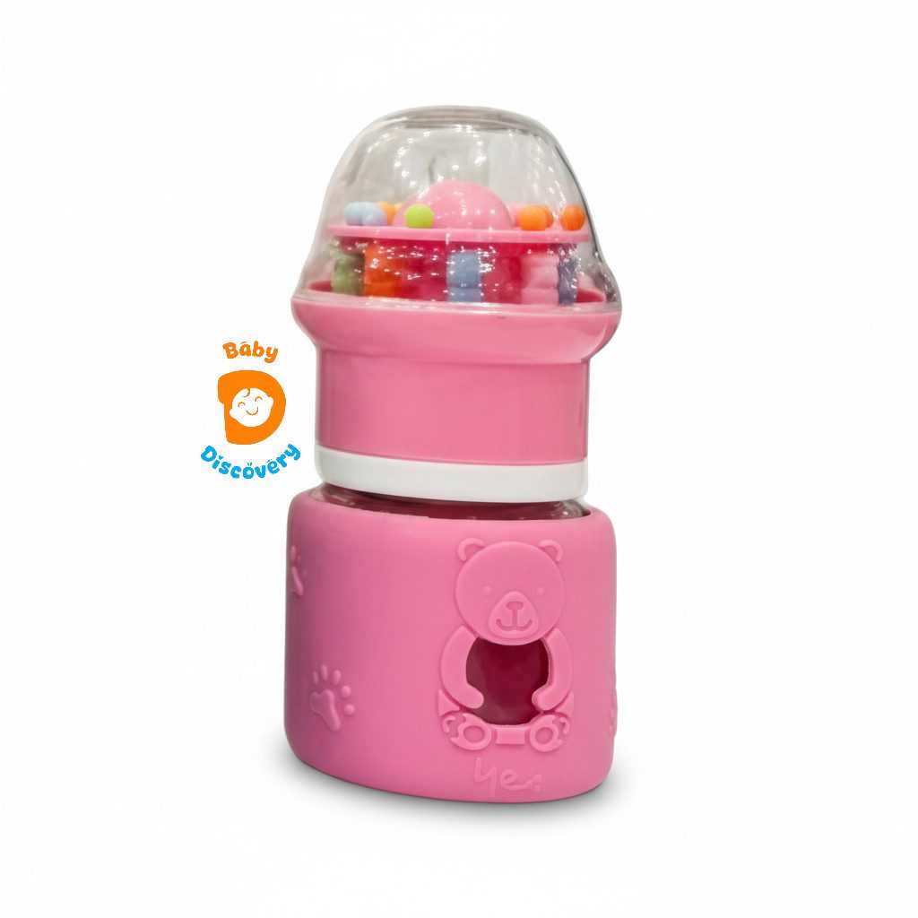 YES Baby Premium Teddy Bear 60ml (2oz) Glass Feeder & Rattle Cup | Baby Discovery