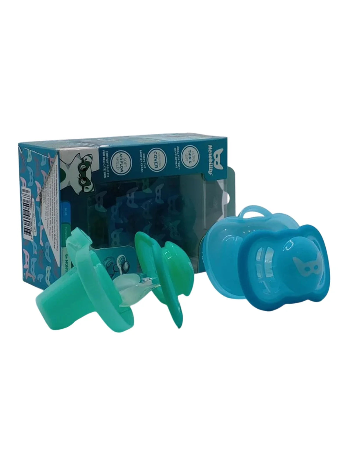 Herobility HeroPacifier – Ultra-Thin Silicone Soother with Sterilizing Cover (6m+, 2-Pack) | Baby Discovery