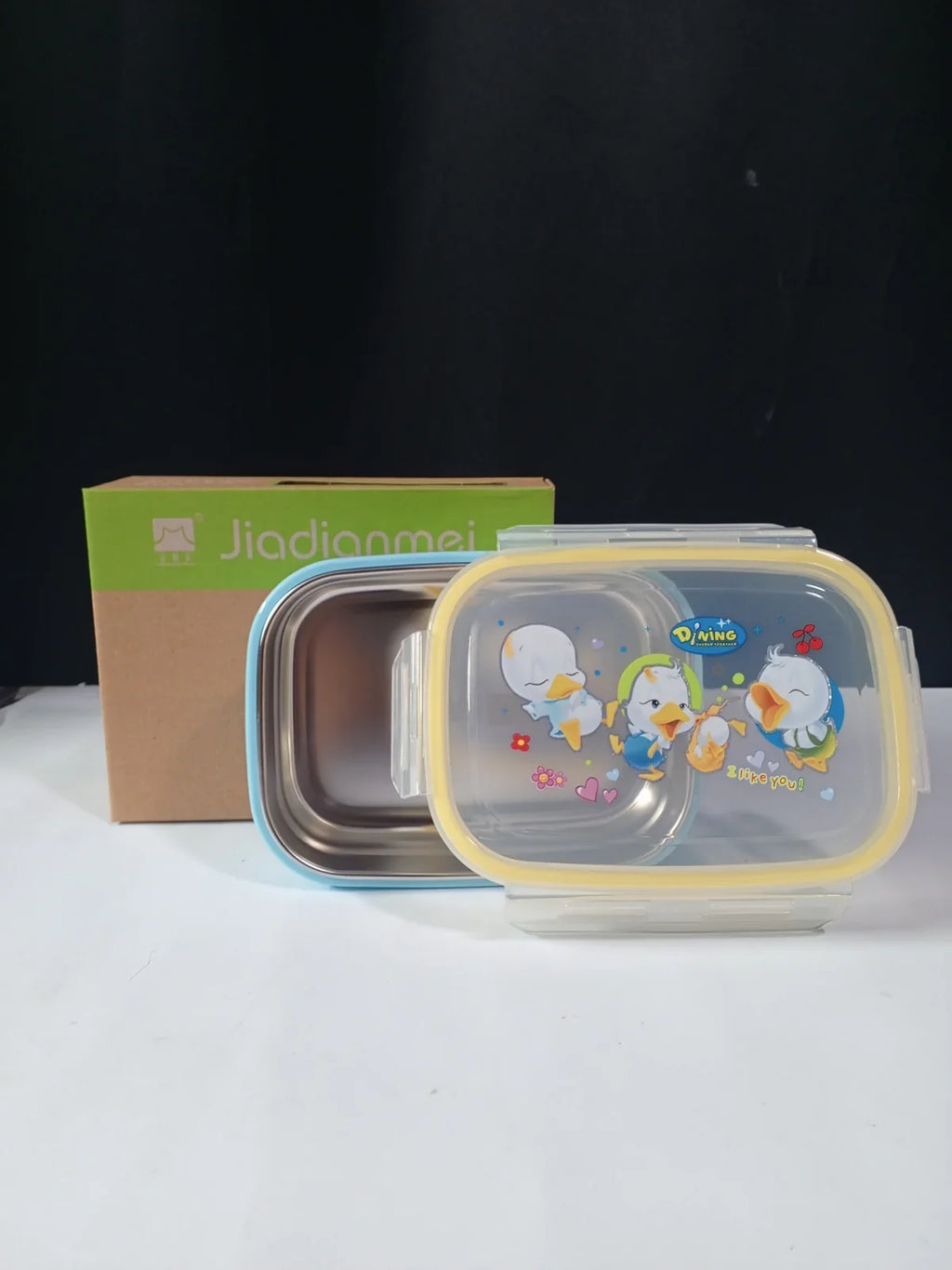 Stainless Steel Lunch Box with Lock Lid – Leak-Proof Steel Tiffin, Cute Duck Design | Baby Discovery