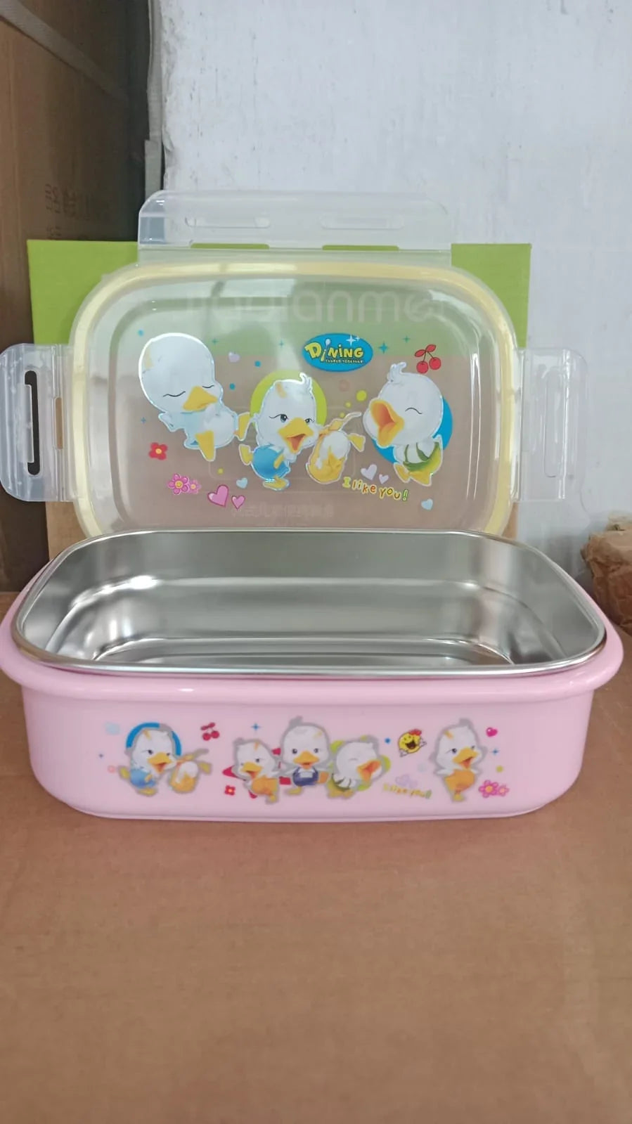 Stainless Steel Lunch Box with Lock Lid – Leak-Proof Steel Tiffin, Cute Duck Design | Baby Discovery