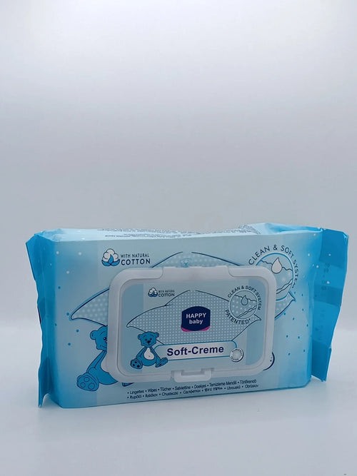 Happy Baby Soft-Creme Cotton Baby Wipes – 70 Wipes (with Natural Cotton) | Baby Discovery
