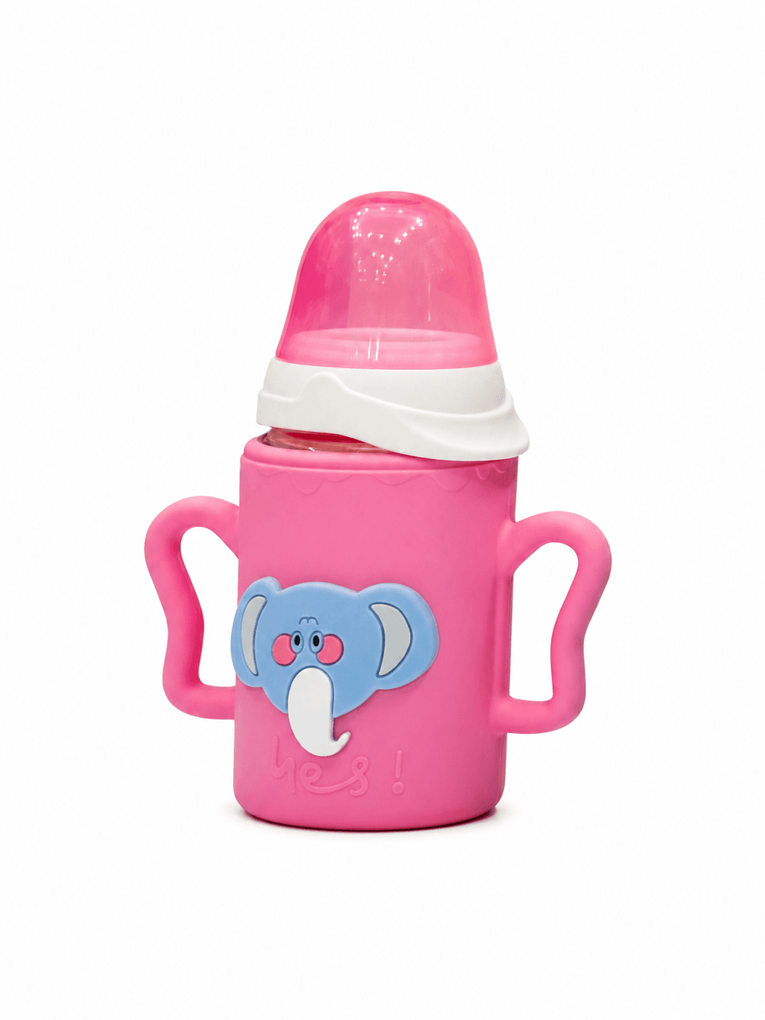 YES Baby Elite Elephant Character Silicone Sleeve 120ml (4oz) Glass Feeder | Baby Discovery