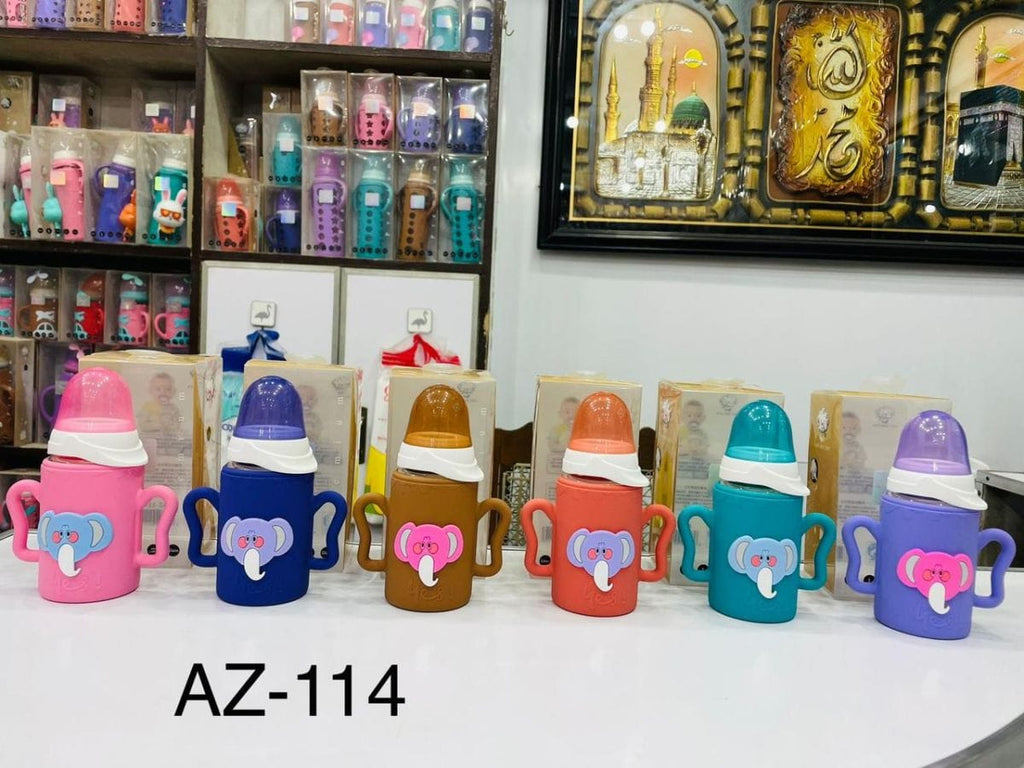 YES Baby Elite Elephant Character Silicone Sleeve 120ml (4oz) Glass Feeder | Baby Discovery