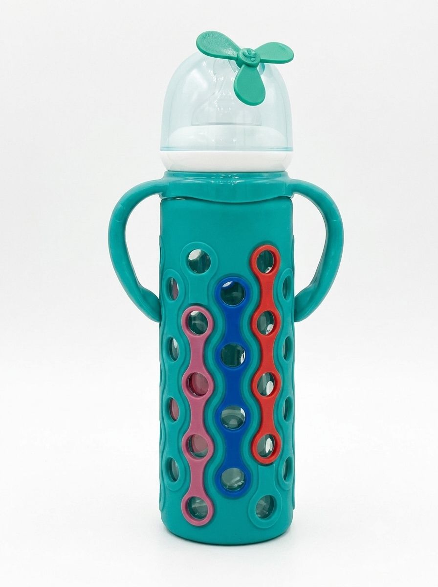 YES Baby Elite Plane Silicone Sleeve 240ml (8oz) Glass Feeder | Baby Discovery