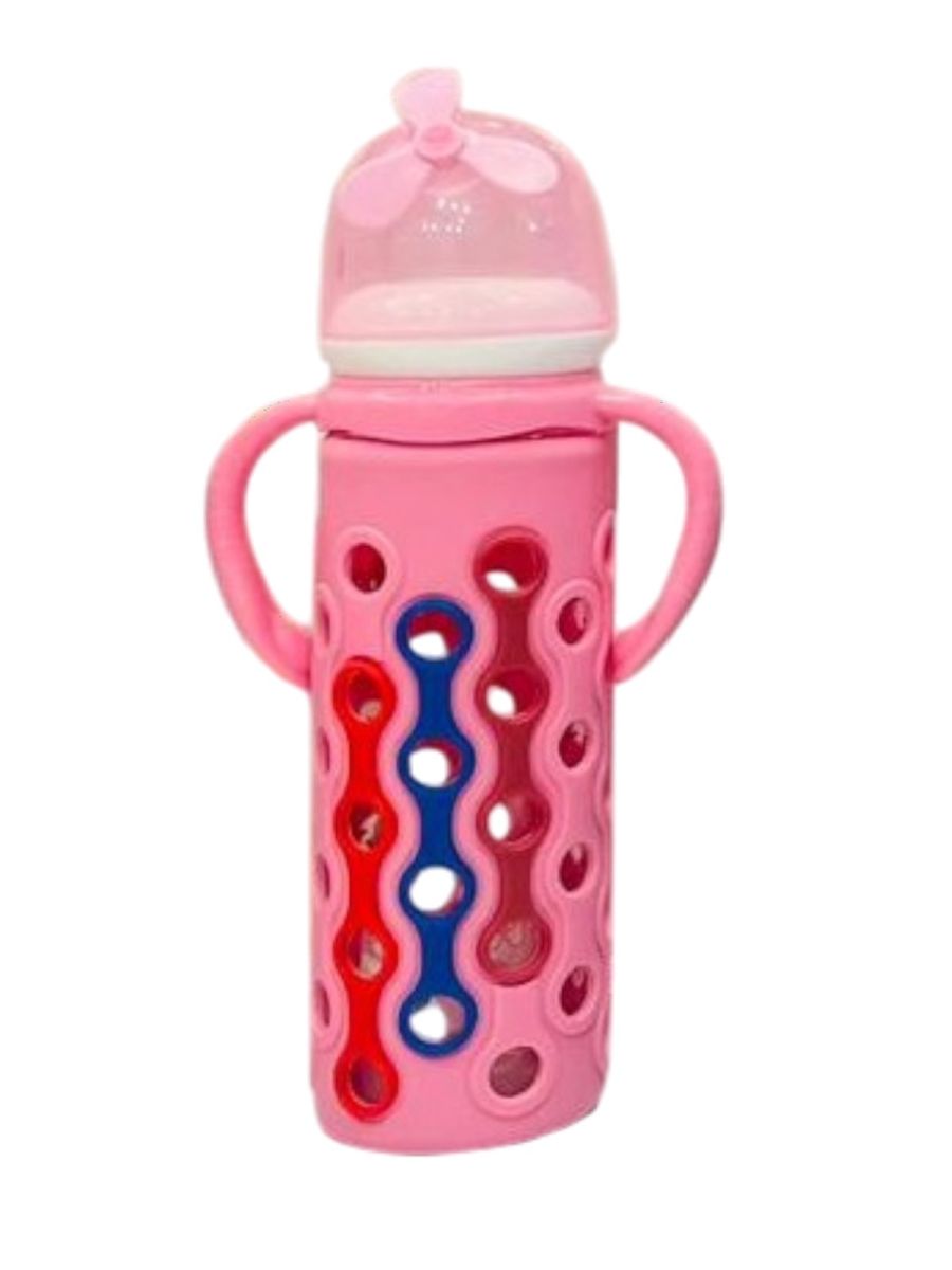 YES Baby Elite Plane Silicone Sleeve 240ml (8oz) Glass Feeder | Baby Discovery