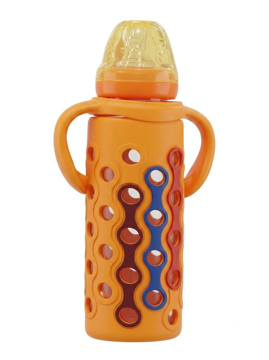 YES Baby Elite Silicone Sleeve 240ml (8oz) Glass Feeder | Baby Discovery