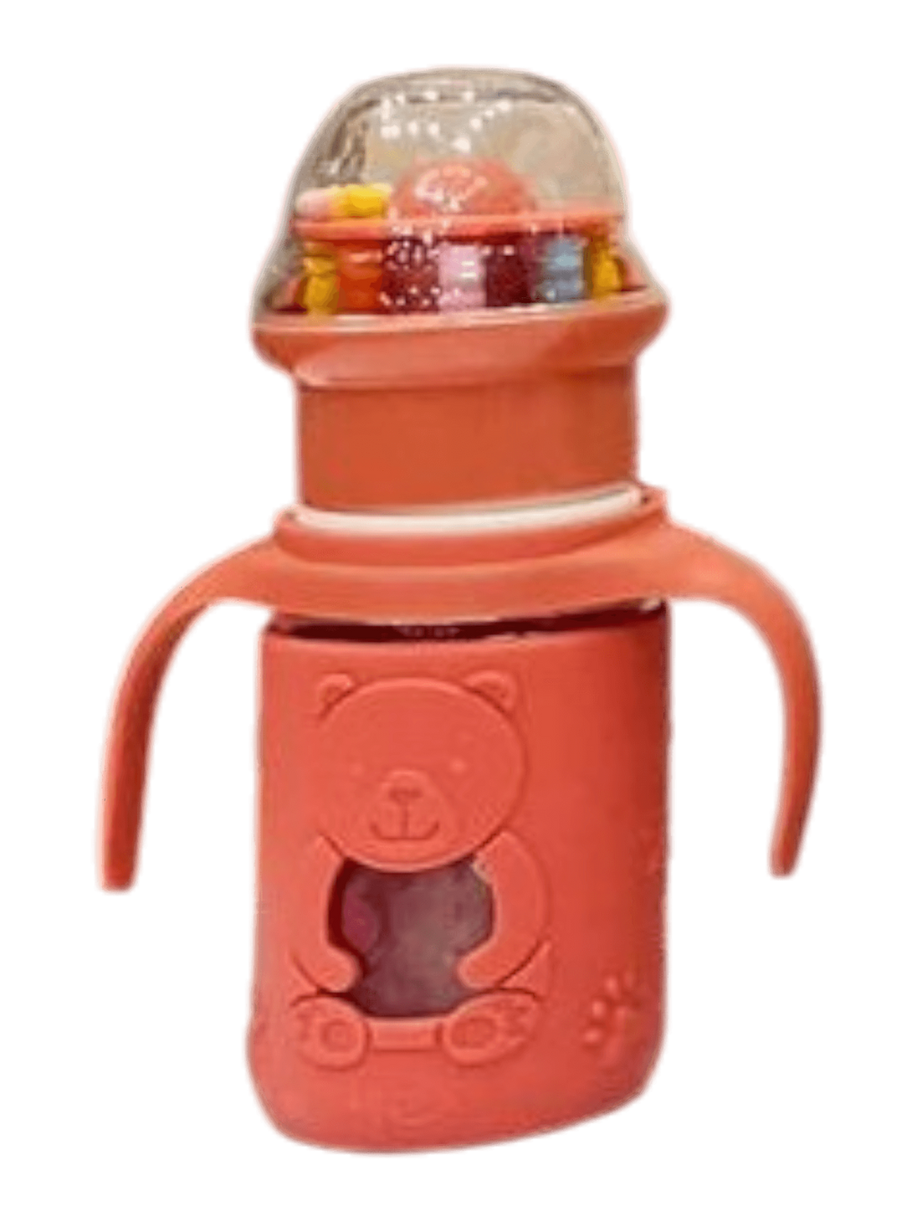 YES Baby Premium Teddy Bear 120ml (4oz) Glass Feeder & Rattle Cup | Baby Discovery