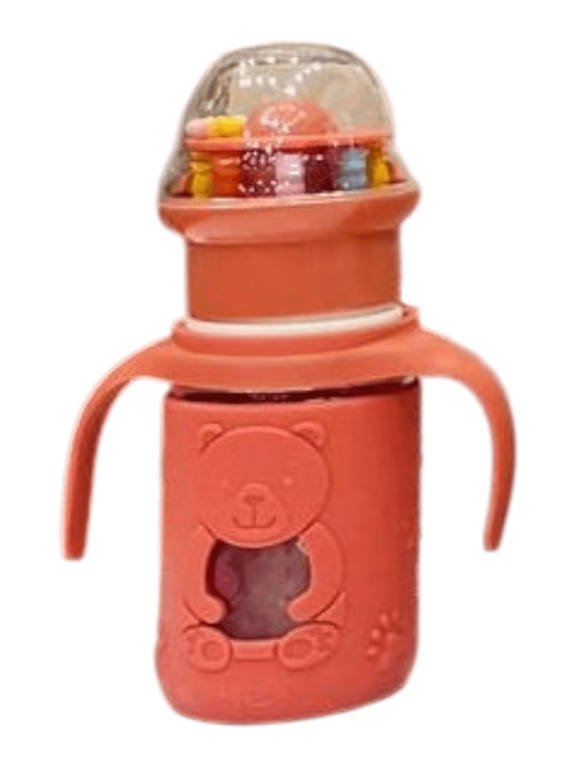 YES Baby Premium Teddy Bear 120ml (4oz) Glass Feeder & Rattle Cup | Baby Discovery