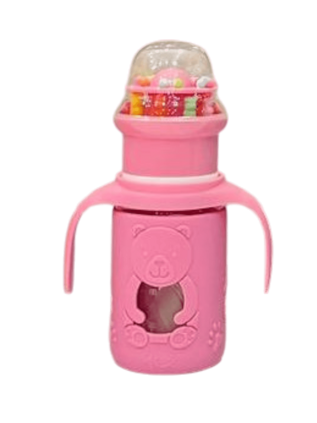 YES Baby Premium Teddy Bear 120ml (4oz) Glass Feeder & Rattle Cup | Baby Discovery
