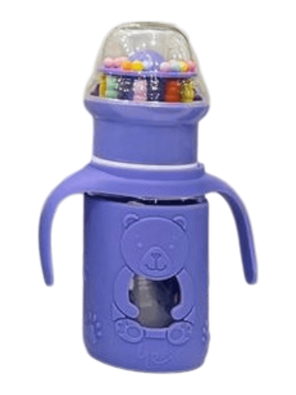 YES Baby Premium Teddy Bear 120ml (4oz) Glass Feeder & Rattle Cup | Baby Discovery
