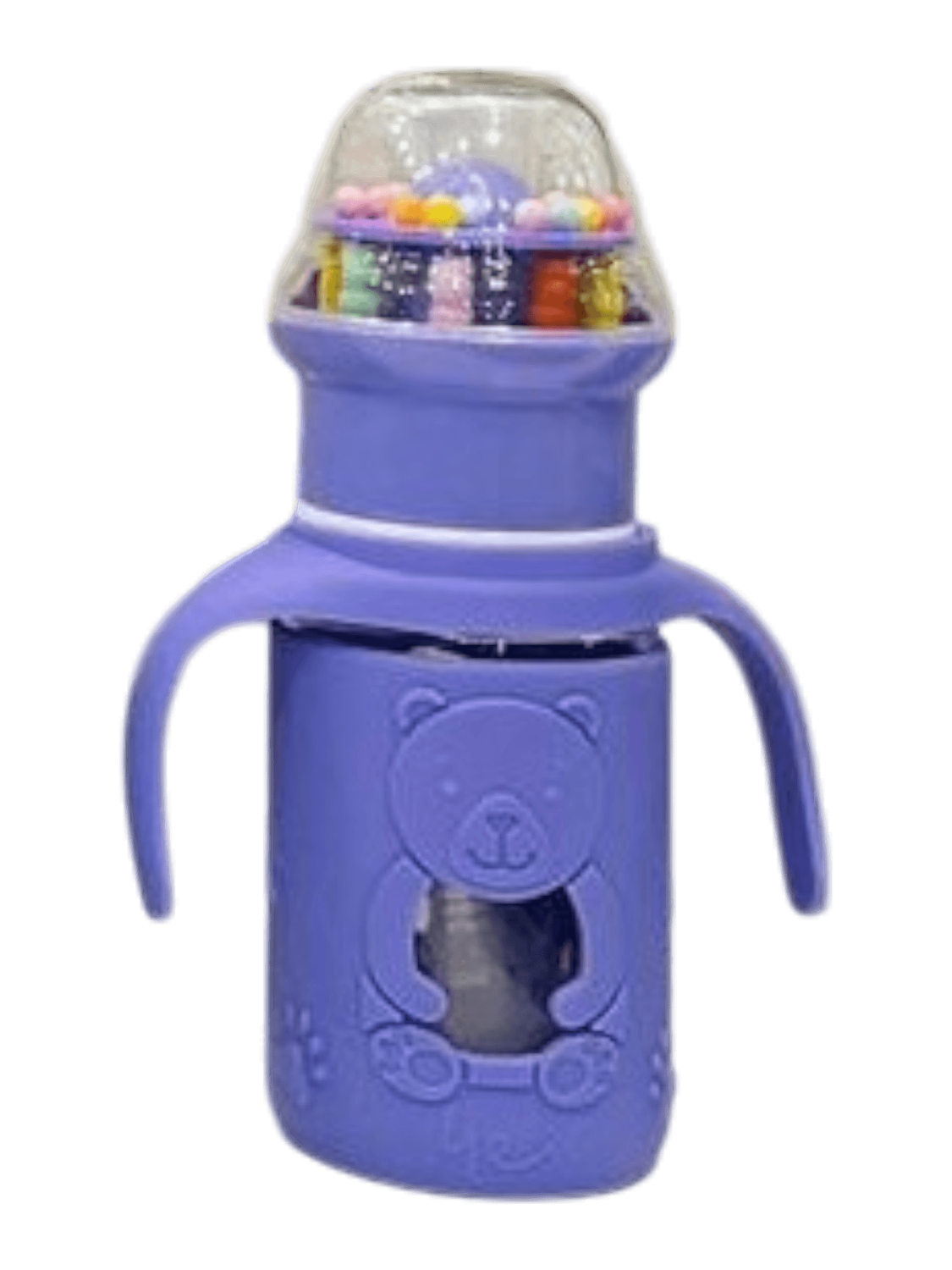 YES Baby Premium Teddy Bear 120ml (4oz) Glass Feeder & Rattle Cup | Baby Discovery