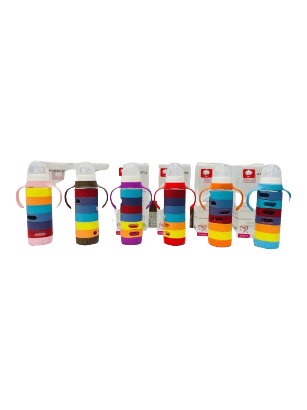Premium Rainbow Silicone Sleeve 240ml Glass Feeder - photo 12 of 14