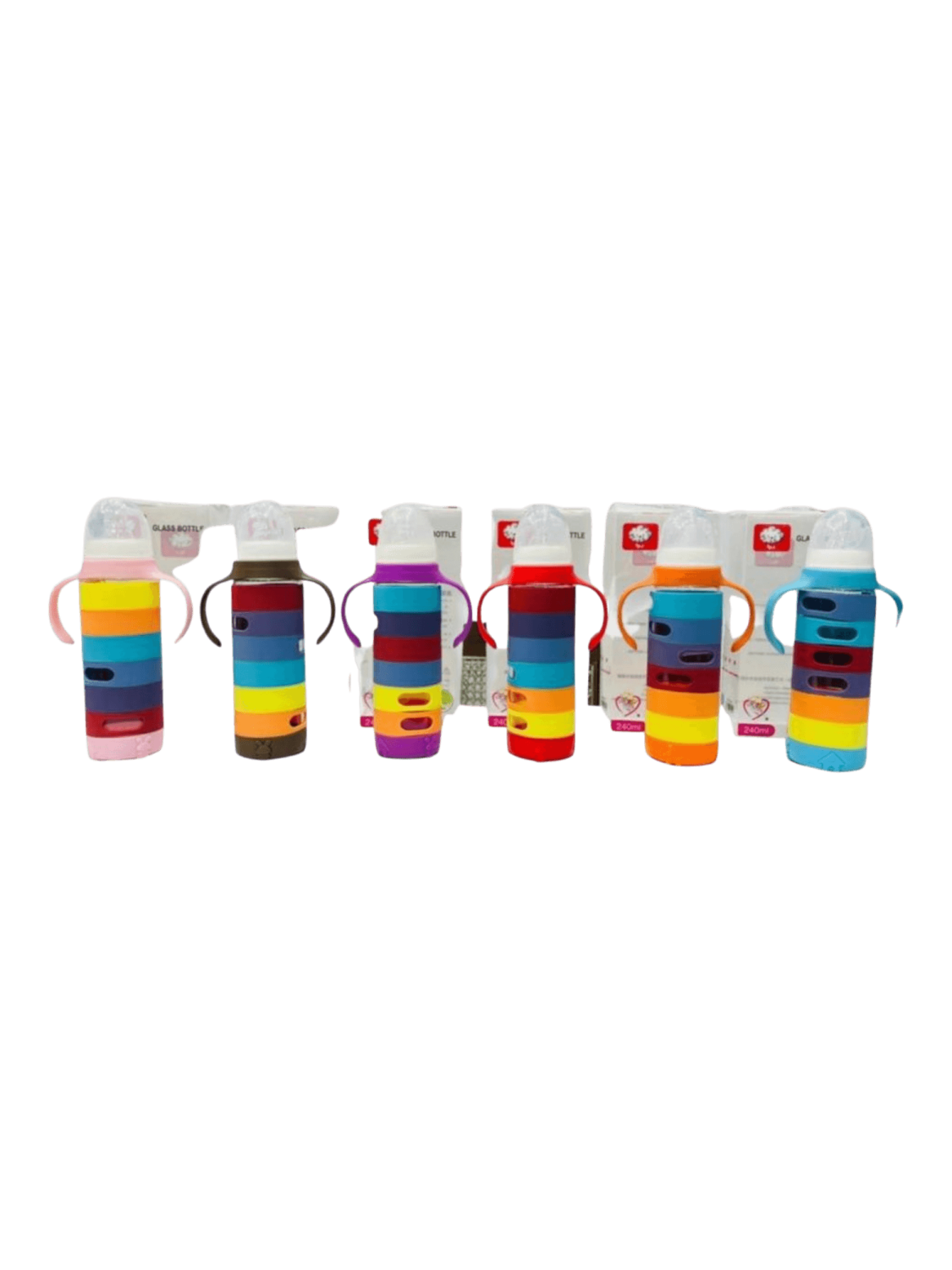 Premium Rainbow Silicone Sleeve 240ml Glass Feeder - photo 12 of 14