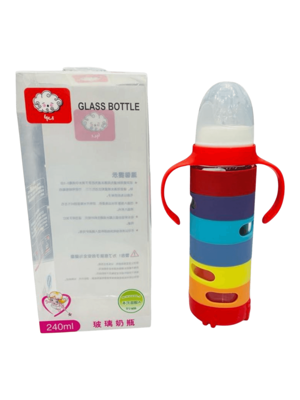 Premium Rainbow Silicone Sleeve 240ml Glass Feeder - photo 14 of 14