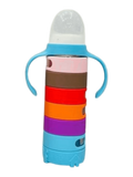 YES Baby Premium Rainbow Silicone Sleeve 240ml (8oz) Glass Feeder | Baby Discovery