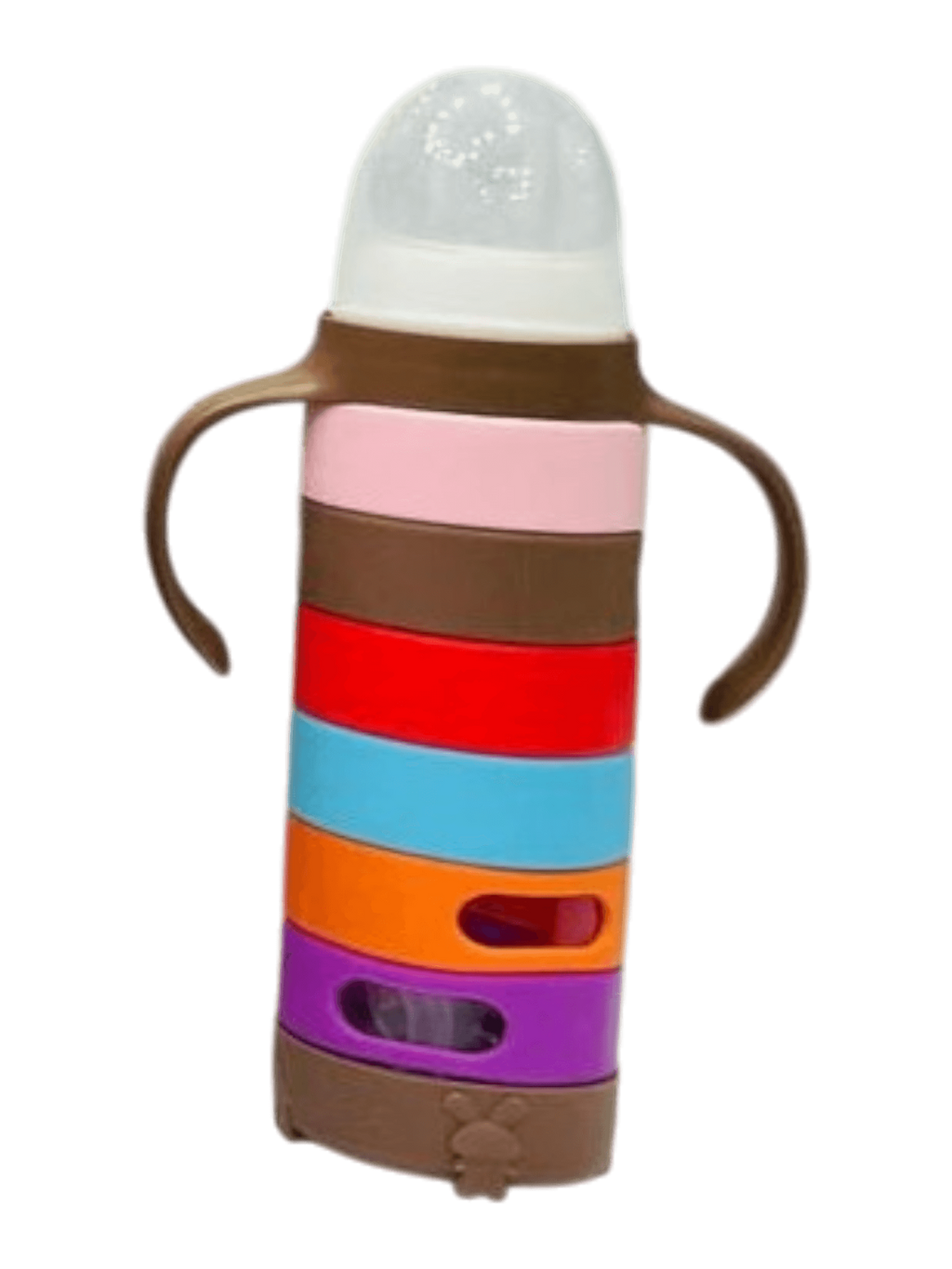 YES Baby Premium Rainbow Silicone Sleeve 240ml (8oz) Glass Feeder | Baby Discovery