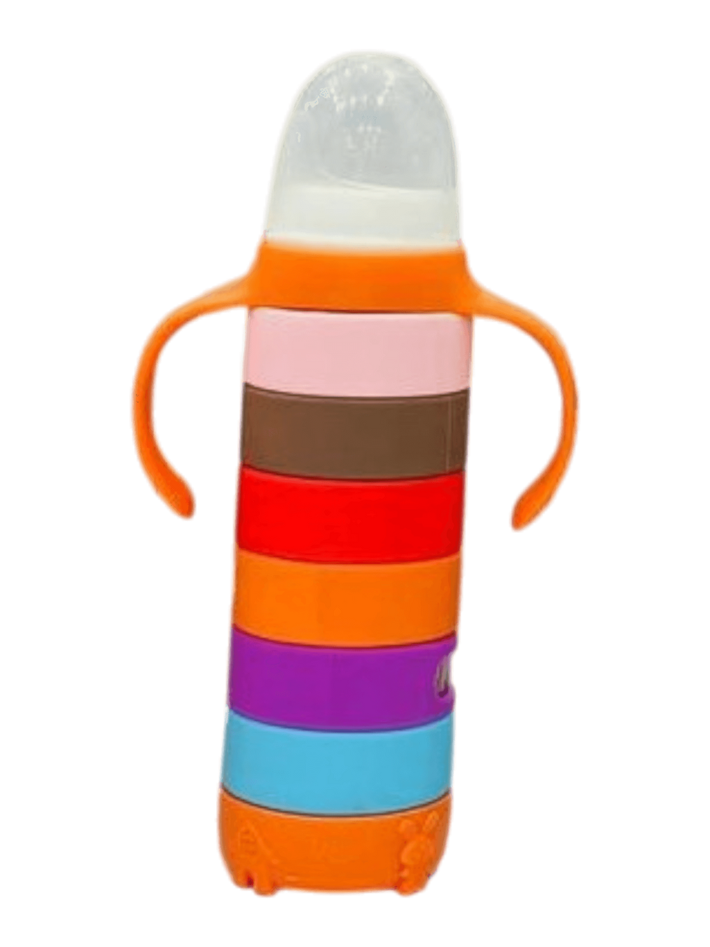 YES Baby Premium Rainbow Silicone Sleeve 240ml (8oz) Glass Feeder | Baby Discovery