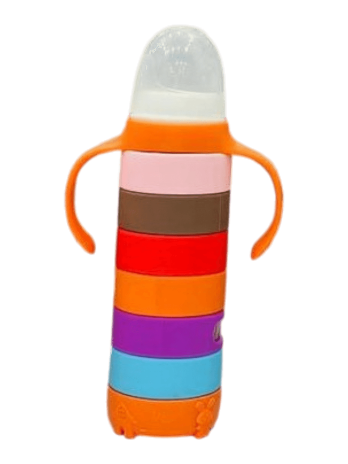 YES Baby Premium Rainbow Silicone Sleeve 240ml (8oz) Glass Feeder | Baby Discovery