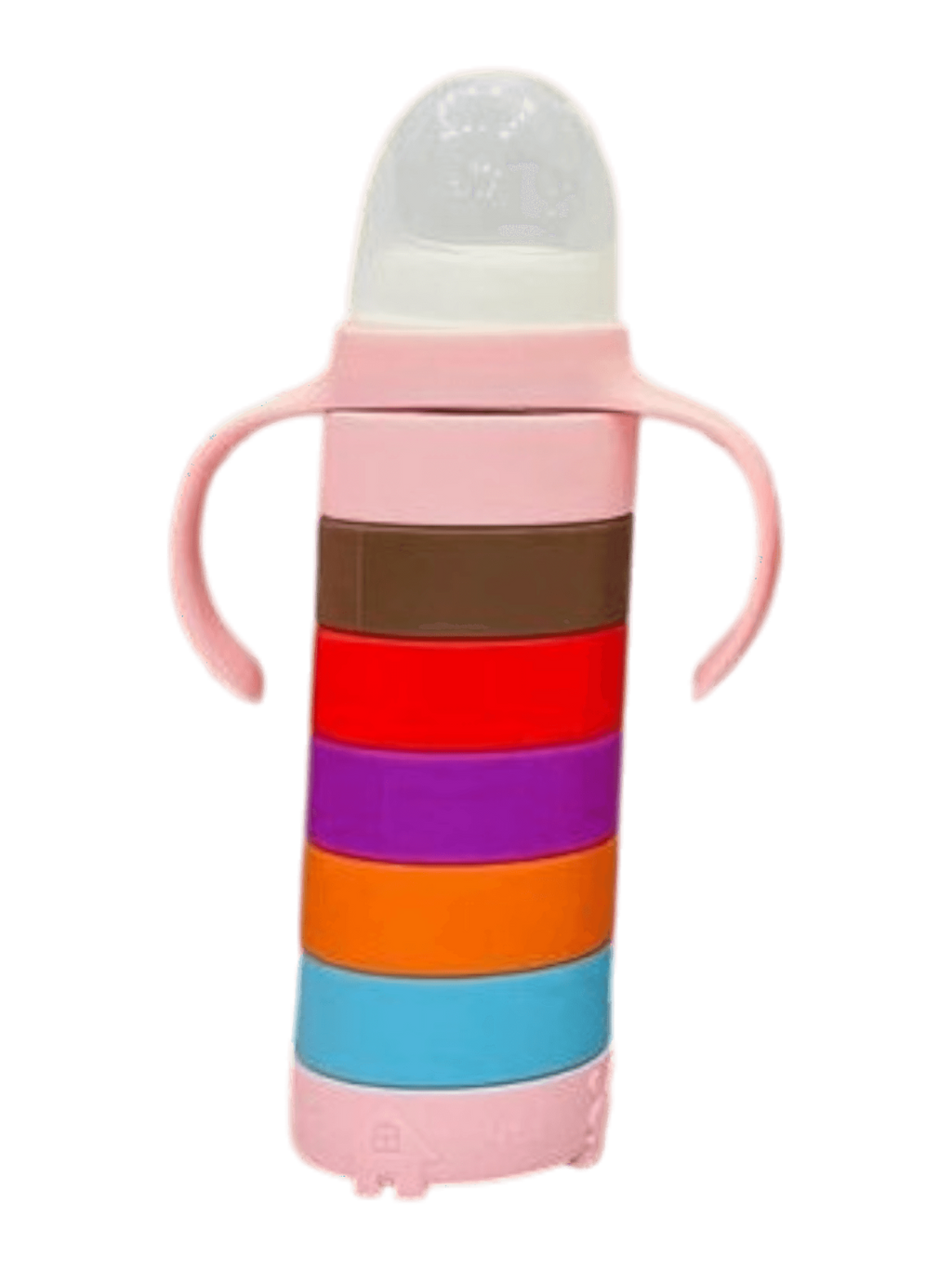 YES Baby Premium Rainbow Silicone Sleeve 240ml (8oz) Glass Feeder | Baby Discovery