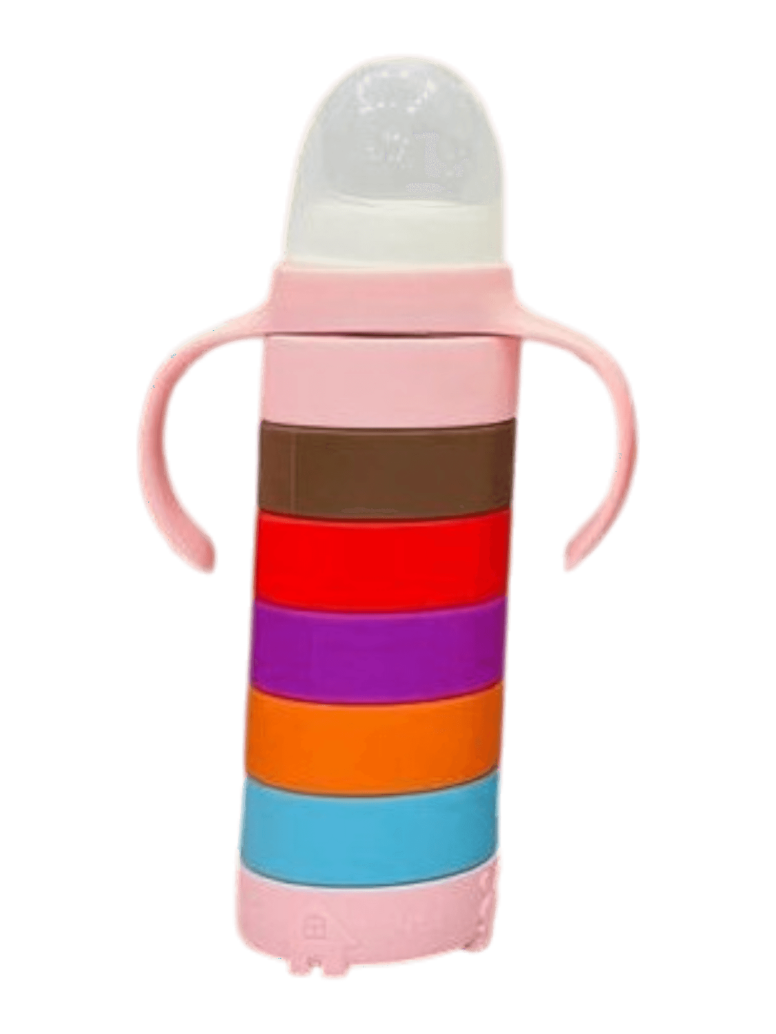 YES Baby Premium Rainbow Silicone Sleeve 240ml (8oz) Glass Feeder | Baby Discovery