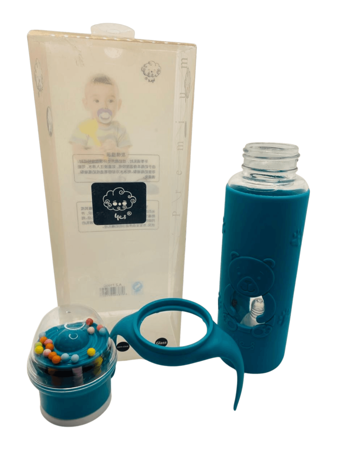 YES Baby Premium Teddy Bear 240ml (8oz) Glass Feeder | Baby Discovery
