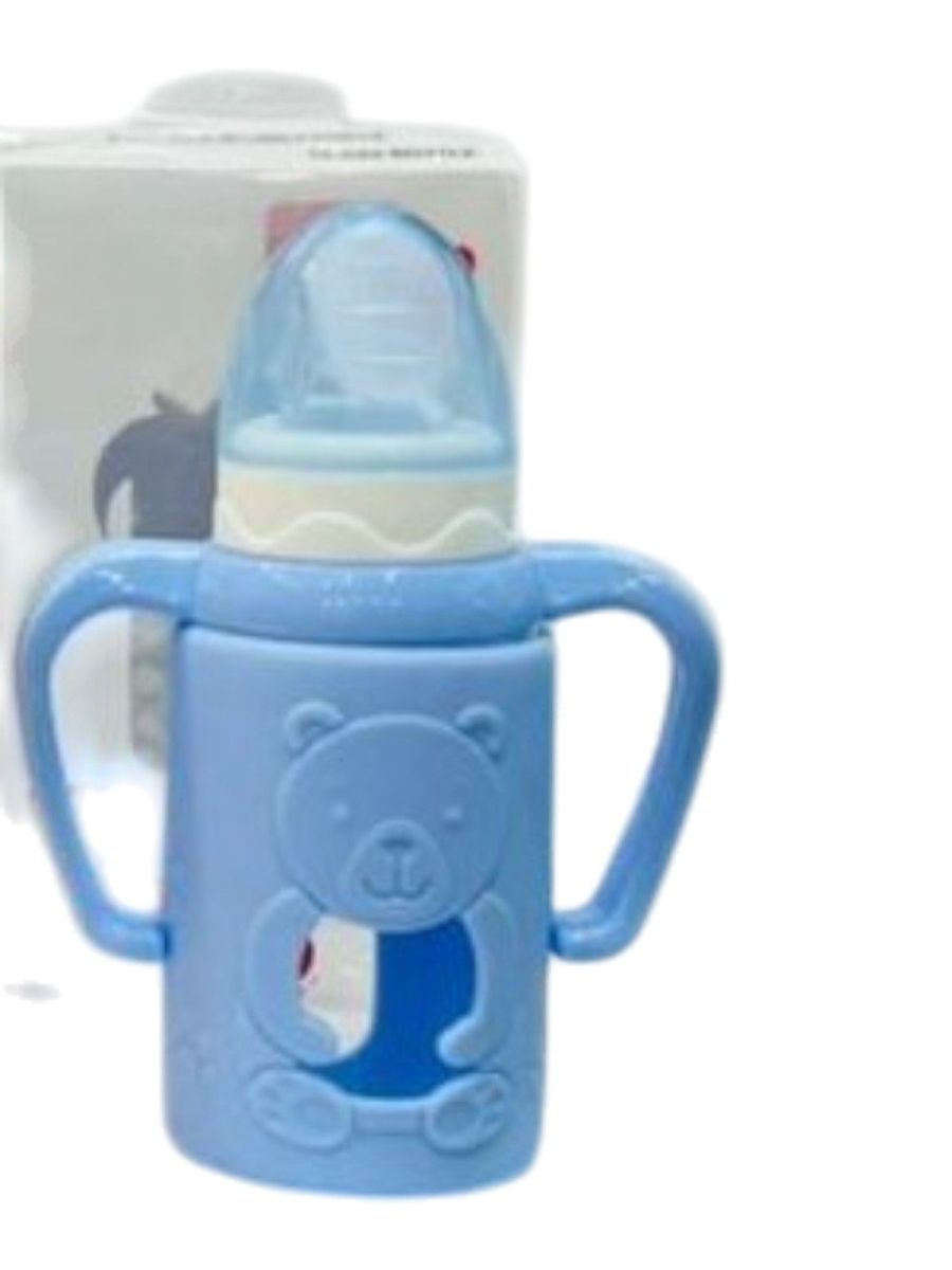 YES Baby Premium Teddy Bear Silicone Sleeve 120ml (4oz) Glass Feeder | Baby Discovery